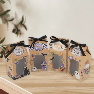 Halloween Candy Treat Boxes Trick Or Treat Sweet Goodie Decorations Boxs With Ribbons Gift Party Favors For Kids
