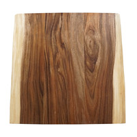 Table de restaurant carrée en bois massif à bord naturel, design traditionnel, finition naturelle, faite à la main, écologique, usage commercial, banquet