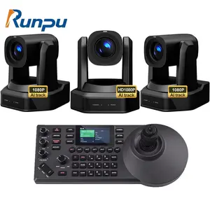 Runpu HD66A-30 TV Equipment 30X Optical Zoom 1080p HD AI Track PTZ Video Camera Controller Kit For Church Live Streaming Event