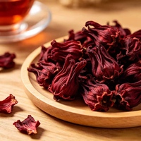 Pasokan Pabrik Bunga Rosella Kering Alami yang Dapat Dimakan, Bunga Hibiscus Kering Murni untuk Teh, Minuman, Makanan Penutup, dan Dekorasi Makanan