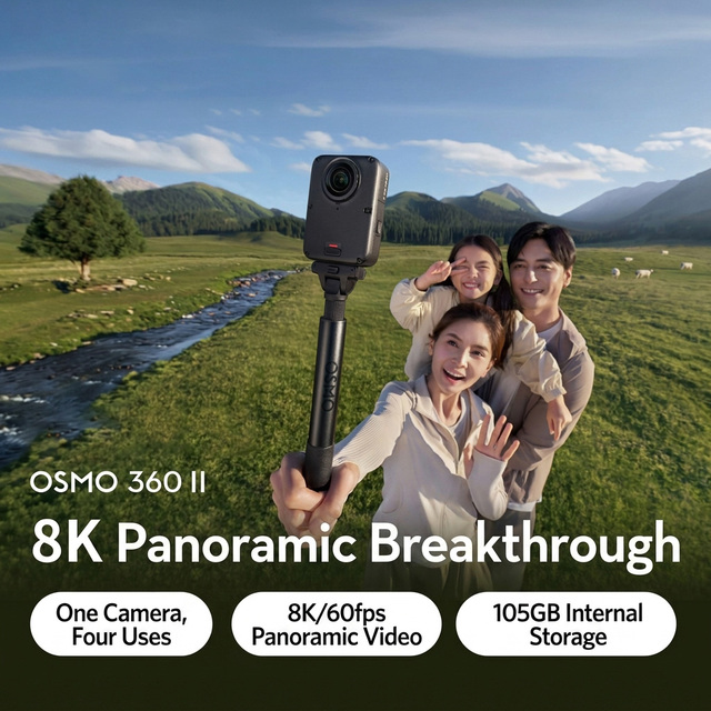 DJl Osmo 360 II 8K 360 Degree Panoramic Action Camera 120MP Photo IP68 Waterproof for Travel Sports Vlog