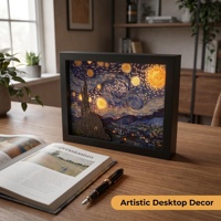 Cadre lumineux en papier découpé Van Gogh Nuit étoilée, OEM ODM, vente en gros pour la décoration murale intérieure