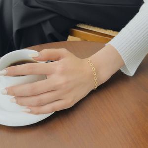 Dylam Unique Design Rhodium 14K Gold Plated Sparkle Minimalist Link Chain Women Jewelry <b>Bangles</b> & <b>Bracelets</b> Adjustable Length - Product Image 6