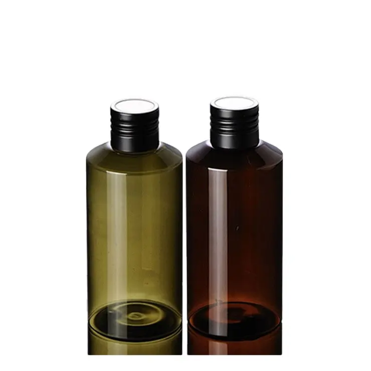 100 ml Amber Çay-yeşil PET Plastik Şişeler Sıvı Deterjan için siyah vidalı kapak/Doğal Sıvı Dispenser Kakma