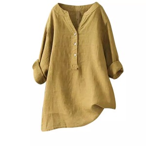 <span class=keywords><strong>Camicia</strong></span> da <span class=keywords><strong>Donna</strong></span> in Cotone e <span class=keywords><strong>Lino</strong></span> con Colletto Alto e Bottoni, Manica Lunga, Tinta Unita, Vendita all'Ingrosso 2026 - Product Image 3