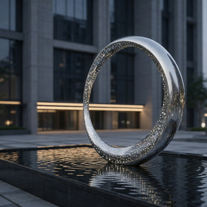 Sculptures lumineuses personnalisées en acier inoxydable et acrylique pour aménagements paysagers et présentoirs d'hôtels - Product Image 6