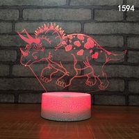 Crack Base Night Colorful Touch Lámpara de noche Creative Individual Dinosaur Led Usb 3D Lámparas
