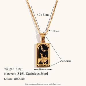 Hete Verkoop Nieuwe <span class=keywords><strong>Tarot</strong></span> Ketting Roestvrij Staal Vergulde 18K Goud Veelzijdige Mode Licht Luxe Trui Ketting Sieraden - Product Image 3