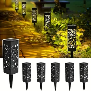 Lampadaire d'extérieur étanche IP65, projecteur <span class=keywords><strong>solaire</strong></span> LED blanc chaud pour pelouse, <span class=keywords><strong>lampe</strong></span> de jardin carrée creuse - Product Image 6
