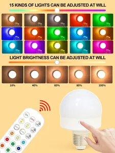 USB Rechargeable E27 Smart Bulbs Colorful Remote Controlled Light For Creative Atmosphere Living Room Bedroom Romantic Setting