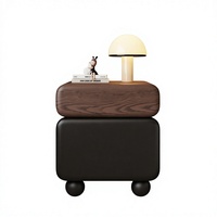 Table de chevet moderne arrondie à deux niveaux, meuble de rangement pour chambre à coucher, meuble minimaliste, meuble d'appoint à bords doux