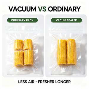 Sachet sous vide de qualité alimentaire, scellé sur 3 côtés, transparent, imprimé en héliogravure, emballage jetable pour maïs et aliments - Product Image 2