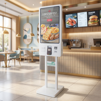 Kiosco de Autoservicio Independiente de 27 Pulgadas con Pantalla Táctil Capacitiva, Pago con Tarjeta NFC, Impresora Térmica Integrada para Restaurante