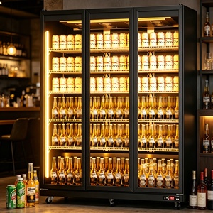 Réfrigérateur vitrine à vin commercial pleine largeur avec éclairage LED, <span class=keywords><strong>en</strong></span> verre, température réglable, affichage couleur, congélateur - Product Image 3