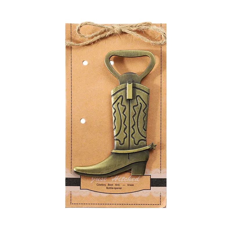 Wholesale Custom Antique Bronze Cowboy Boot Bottle Opener Metal Beer Bottle Opener As Wedding Souvenir Gift