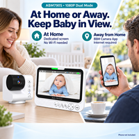 Kit Monitor Bayi 7 Inci 1080P Dual Mode dengan Kamera, Layar Orang Tua, Dua Adaptor Daya, Kabel USB, dan Buku Panduan Pengguna ABM790S