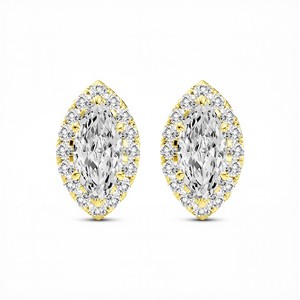 Élégantes boucles d'oreilles clous en diamant de laboratoire taille marquise 1,00 carat pour femme, couleur VVS VS EF, or rose 18 carats, pour mariage et anniversaire - Product Image 1