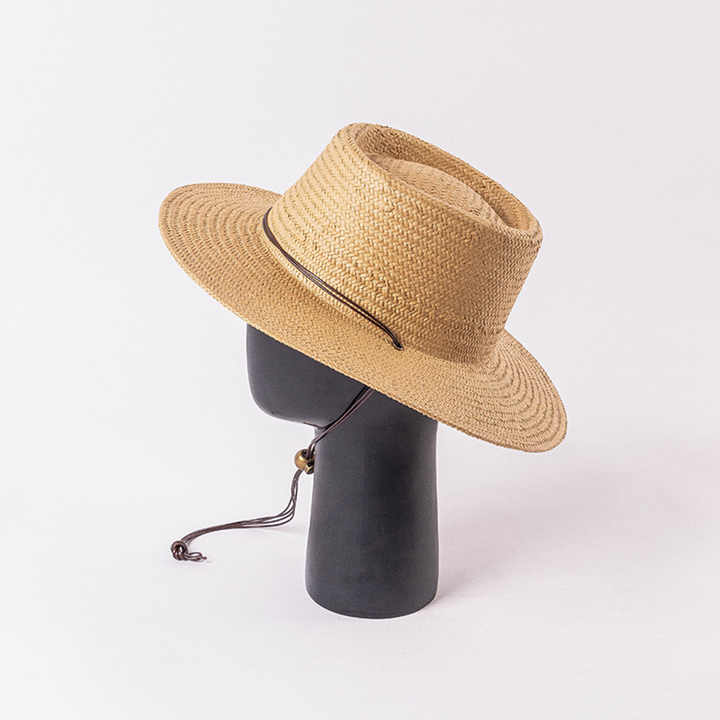 wholesale 定制批发领下巴绳装饰太阳帽宽边太阳帽沙滩纸草编船帽女