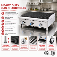 Gril Radiant Commercial à Gaz pour Restaurant avec Certificat ETL, 2, 3 ou 4 Brûleurs, Gril à Lave, Barbecue de Comptoir, Charbroil Radiant