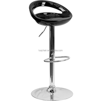 Tabourets de bar Color Pop Chair Black Gloss Red Accent avec piètement chromé pour discothèque, tabouret métallique brillant pour station de cocktails