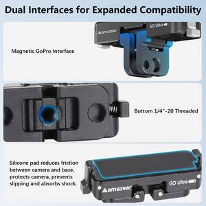 Adaptador de Liberación Rápida de Metal Amazear para Cámara Insta360 GO Ultra, Soporte de Montaje Universal con Rosca de 1/4'', Cambio Rápido, Fijación Estable - Product Image 4