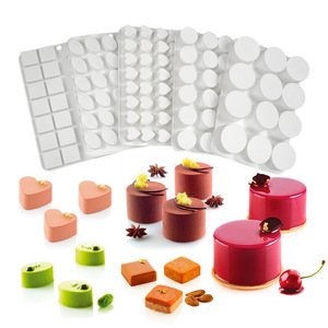 Hình trái tim hình trụ đầy Mousse Khuôn vuông hình bầu dục sô cô la Silicone khuôn bánh điền nướng khuôn - Product Image 1