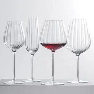 Factory Wedding Striped Design Stemmed Events Wine Glasses Set/2023 Popular Thread Glassware