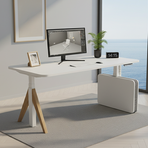 Supporto elettrico Premium da scrivania triangolare con Design moderno in alluminio regolabile in altezza per uso commerciale-ordini all'ingrosso - Product Image 1
