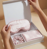 Ensemble cadeau haut de gamme, taie d'oreiller en soie de mûrier de qualité 6A, 19/22 mm, taie d'oreiller 100% soie pure avec masque pour les yeux et chouchous