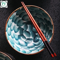 Bol à nouilles en céramique, style japonais, dessiné à la main, cadeaux de promotion, bol à salade et à soupe en porcelaine