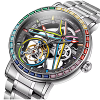 DULUNWE 6057 nouvelle montre pour hommes de marque supérieure tout acier étanche automatique mécanique squelette conception Tourbillon montre pour hommes lumineuse