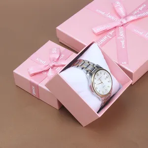厂家直销定制logo女士礼品粉色纸包装表带手表套装女女孩