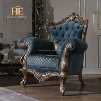 Chaise d'appoint en bois avec accoudoirs, style classique de luxe, pour salon, travail artisanal de broderie