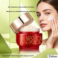 Crème Visage Raffermissante Anti-Âge à l'Extrait de Thé Noir, Ectoïne, Vitamine E, Gomme Xanthane – Anti-Rides, Atténue les Ridules, Hydrate les Peaux Sèches, Rugueuses et Ternes