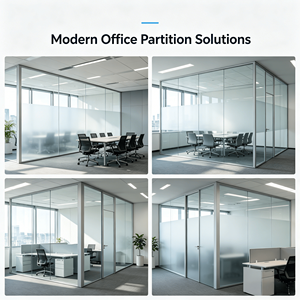 Système <span class=keywords><strong>de</strong></span> cloisons <span class=keywords><strong>de</strong></span> bureau modulaires en verre trempé Low-E transparent <span class=keywords><strong>de</strong></span> style moderne SZMK 2026, taille personnalisée, double vitrage en alliage d'aluminium - Product Image 5