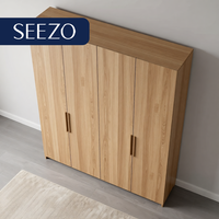 Armoire de chambre principale pour hôtel, avec miroir et porte coulissante, couleur bois foncé, style moderne et simple, étagère amovible