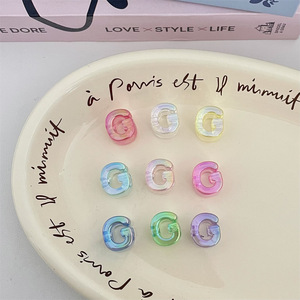Perles acryliques UV haute transparence colorées avec 26 lettres, perles à trou traversant pour chaîne <span class=keywords><strong>de</strong></span> téléphone portable, accessoires <span class=keywords><strong>de</strong></span> pendentif faits main DIY - Product Image 4