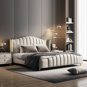 Meubles de chambre à coucher d'hôtel en bois de pin moderne de luxe léger lit King Size double pour ensemble de chambre à coucher - Product Image 4