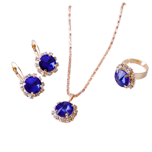 Conjunto de Playa de Verano para Mujer, de Alta Gama y Lujo, con Collar, Aretes y Anillo de Aleación Chapada en Oro con Cristales de Imitación, para Aniversario - Product Image 1