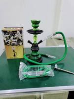 Chicha en verre haut de gamme à 2 tuyaux, kit mini chicha portable classique avec tuyaux en cuir à texture bois