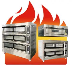 Oven dek untuk Gas/listrik otomatis komersial roti panggang kue roti Pizza cina peralatan industri besar Harga kompetitif
