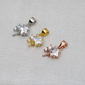 Pendentif en argent S925, tête en forme d'étoile, support de pendentif pour 6 à 8 perles, accessoire de bijouterie DIY, apprêts de bijouterie semi-finis pour femmes - Product Image 2