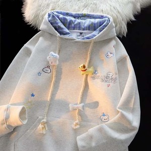 Sweat-shirt à capuche à carreaux brodé style américain pour <span class=keywords><strong>femme</strong></span>, nouveau style automne-hiver, <span class=keywords><strong>manteau</strong></span> ample - Product Image 3