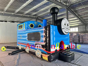 Vendita all'ingrosso di Castello Gonfiabile Blu, Letto Gonfiabile in PVC <span class=keywords><strong>Thomas</strong></span> il Trenino con Scivolo - Product Image 3