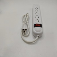 Stop Kontak Ekstensi 6 Lubang American Standard Putih 10A dengan Kabel 1m, Saklar Ganda, dan Colokan Listrik US