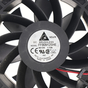 Ventilateur de refroidissement DC en plastique à roulements à billes Delta FFB0912SHE 92x92x38mm 12V 9W 100.3CFM 52.5dB 2 fils - Product Image 2