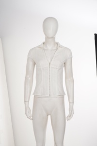 Women's <b>White</b> Textured Short-Sleeve Top Slim Fit V-Neck Button-Down Blouse 2026 Casual Solid Color Summer <b>Shirt</b> - Product Image 6