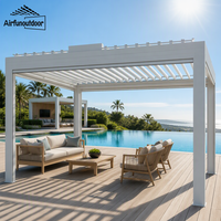 Pergola commerciale extérieure Airfun en aluminium avec toit à lames motorisées, imperméable, revêtement poudré, système de drainage intégré en MDF