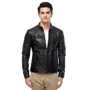 OEM Service <b>Mens</b> Premium Quality <b>Leather</b> Comfortable Professional with Stand Collar and Front Logo Position <b>jacket</b> for <b>men</b> - Product Image 1