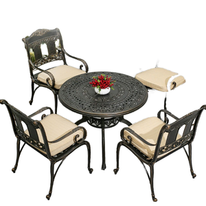 Ensemble de table et chaises en aluminium moulé pour l'extérieur, meubles modernes et durables, pour villa, jardin, balcon, salon, imperméable, protection solaire, 4 places - Product Image 1